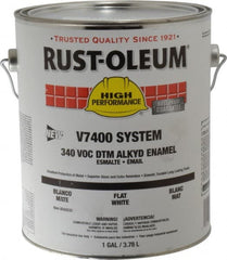 Rust-Oleum - 1 Gal White Flat Finish Alkyd Enamel Paint - 230 to 425 Sq Ft per Gal, Interior/Exterior, Direct to Metal, <340 gL VOC Compliance - Exact Tooling