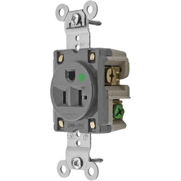 Hubbell Wiring Device-Kellems - 125V 20A NEMA 5-20R Hospital Grade Gray Straight Blade Single Receptacle - Exact Tooling