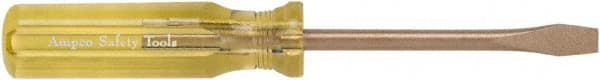 Ampco - 195mm OAL Standard Slotted Screwdriver - 100mm Blade Length, Round Shank, Acetate Handle - Exact Tooling
