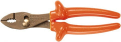 Ampco - 8-3/16" OAL, Insulated Adjustable Combination Pliers - Grooved Jaw, 1000 Volt Insulated Handles - Exact Tooling