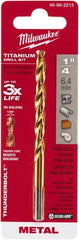 Milwaukee Tool - 1/4" High Speed Steel, 135° Point, Round with Flats Shank Maintenance Drill Bit - Exact Tooling
