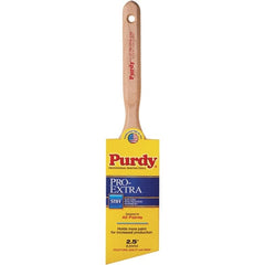 Purdy - 2-1/2" Angled Nylon/Polyester General Purpose Paint Brush - 3-3/16" Bristle Length, 7-1/4" Wood Fluted Handle - Exact Tooling
