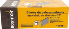 Stanley Bostitch - 12 Gauge 0.113" Shank Diam 2" Long Framing Nails for Power Nailers - Steel, Bright Finish, Ring Shank, Angled Stick Wire Collation, Round Head, Diamond Point - Exact Tooling