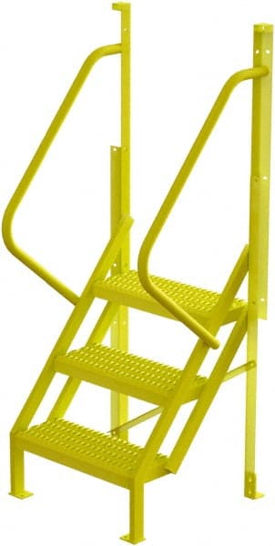 TRI-ARC - 72" 3 Step Configurable Crossover Ladder - 50° Incline, 1,000 Lb Capacity, 30" Platform Height, 30" Base Width x 27" Base Depth, Serrated - Exact Tooling