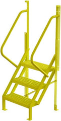 TRI-ARC - 72" 3 Step Configurable Crossover Ladder - 50° Incline, 1,000 Lb Capacity, 30" Platform Height, 30" Base Width x 27" Base Depth, Serrated - Exact Tooling