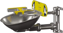 Bradley - 15" Wide x 13" High, Wall Mount, Stainless Steel Bowl, Eye & Face Wash Station - 1/2" Inlet, 30 psi Flow, 5.1 GPM Flow Rate - Exact Tooling