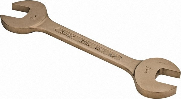 Ampco - 1-5/16" x 1-1/2" Nonsparking Open End Wrench - 14-3/8" OAL, Double End, Plain Finish, 15° Head Angle - Exact Tooling