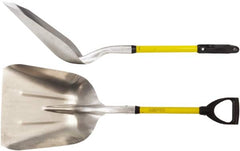 Ampco - 11" High x 14" Wide Square Aluminum Shovel - 40" Long Fiberglass D-Grip Handle, No Step - Exact Tooling
