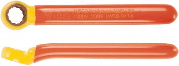 Ampco - 7/16" 12 Point Insulated Offset Box Wrench - Single End, 5-1/2" OAL, Aluminum Bronze - Exact Tooling