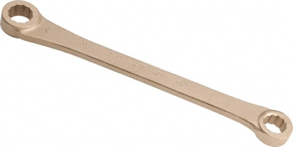Ampco - 5/8" x 3/4" 12 Point Offset Box Wrench - Double End, 10-3/4" OAL, Aluminum Bronze - Exact Tooling