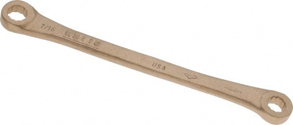 Ampco - 3/8" x 7/16" 12 Point Offset Box Wrench - Double End, 7-3/4" OAL, Aluminum Bronze - Exact Tooling