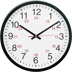 UNIVERSAL - 11-1/2 Inch Diameter, White Face, Dial Wall Clock - Analog Display, Black Case, Runs on AA Battery - Exact Tooling