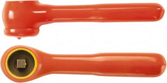 Ampco - 3/8" Drive Round Head Quick-Release Ratchet - Insulated Finish, 7-3/4" OAL, 12 Gear Teeth, Insulated Handle - Exact Tooling