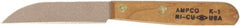 Ampco - 3-1/8" Long Blade, Nickel-Tin-Copper Alloy, Fine Edge, Fixed Blade Knife - 6.75" OAL, Wood Handle - Exact Tooling