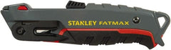 Stanley - Retractable Utility Knife - 1/2" Bi-Metal Blade, Gray Bi-Material Handle, 6 Blades Included - Exact Tooling