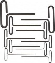 Bondhus - 10 Piece Loop T-Handle Hex Key Set - Hex Range 3/32 to 3/8", 6" OAL, Protanium High Torque Steel - Exact Tooling