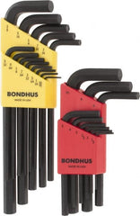 Bondhus - 22 Piece L-Key Hex Key Set - Hex Range 0.05 to 3/8", 11" OAL, Protanium High Torque Steel - Exact Tooling