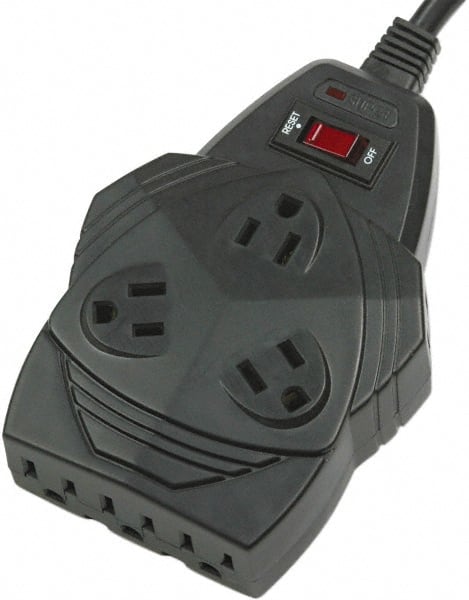 FELLOWES - 8 Outlets, 120 Volts, 15 Amps, 6' Cord, Surge Power Outlet Strip - Floor Mount, 5-15R NEMA Configuration - Exact Tooling
