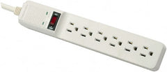 FELLOWES - 6 Outlets, 120 Volts, 15 Amps, 15' Cord, Surge Power Outlet Strip - Floor Mount, 5-15R NEMA Configuration - Exact Tooling