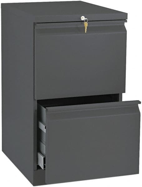 Hon - 15" Wide x 28" High x 19-7/8" Deep, 2 Drawer Mobile Pedestal - Steel, Charcoal - Exact Tooling