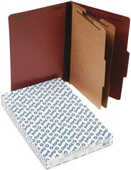 Pendaflex - 8-1/2 x 14", Legal, Red, Classification Folders with Top Tab Fastener - 11 Point Stock, 2/5 Tab Cut Location - Exact Tooling
