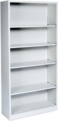 Hon - 5 Shelf, 71" High x 34" Wide Bookcase - 12" Deep, Steel, Light Gray - Exact Tooling