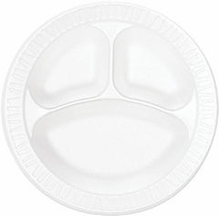 DART - Dart Concorde Foam Plate, 3-compartment, 10 1/4" - White - Exact Tooling