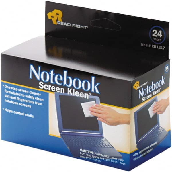 READ RIGHT - Pre-Moistened Screen Cleaning Wipes - Box, 5" x 7" Sheet Size, White - Exact Tooling