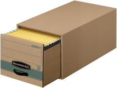 BANKERS BOX - 1 Compartment, 12 Inch Wide x 23 Inch Deep x 10 Inch High, File Storage Box - Steel Support Frame, Kraft and Green - Exact Tooling