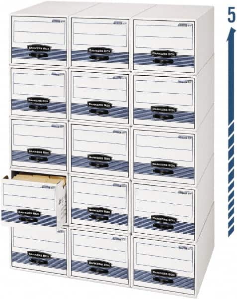 BANKERS BOX - 1 Compartment, 15 Inch Wide x 23 Inch Deep x 10 Inch High, File Storage Box - Steel Wire Frame, White and Blue - Exact Tooling
