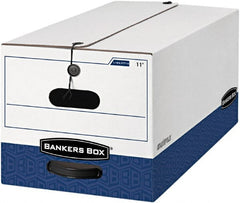 BANKERS BOX - 1 Compartment, 12 Inch Wide x 24 Inch Deep x 10 Inch High, File Storage Box - 1 Ply Side, 2 Ply Bottom, 2 Ply End, White and Blue - Exact Tooling