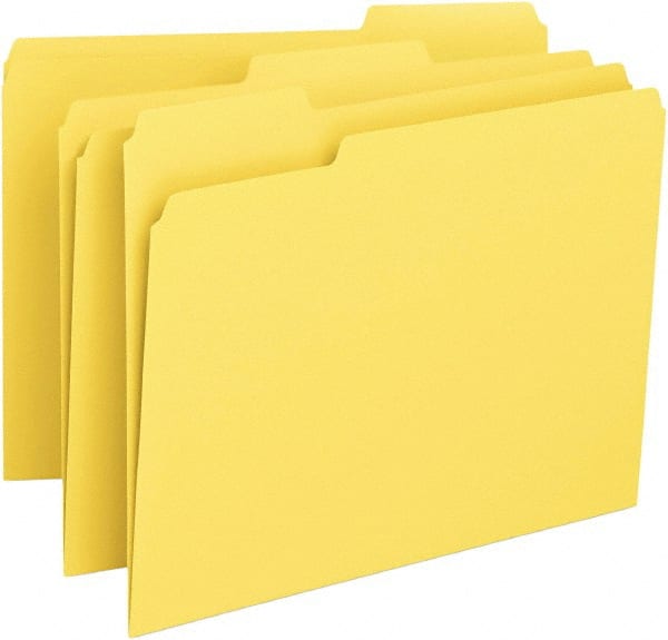 Samsill - 8-1/2 x 11", Letter Size, Yellow, File Folders with Top Tab - 11 Point Stock, 1/3 Tab Cut Location - Exact Tooling