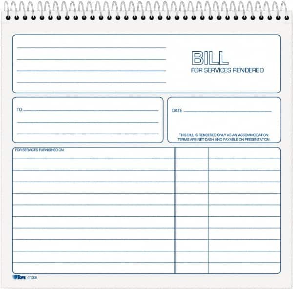 TOPS - 50 Sheet, 8-1/2 x 7-3/4", Service Invoices - White - Exact Tooling