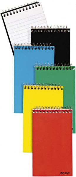AMPAD - 60 Sheet, 3 x 5", Narrow Memo Book (Top Bound) - Red & Blue & Black on White - Exact Tooling