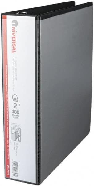 UNIVERSAL - 2" Sheet Capacity, 11 x 8-1/2", View Ring Binder - Vinyl, Black - Exact Tooling