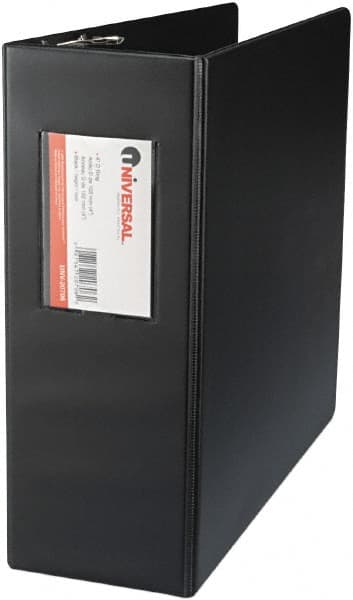 UNIVERSAL - 4" Sheet Capacity, 11 x 8-1/2", Non-View Ring Binder - Suede Finish Vinyl, Black - Exact Tooling