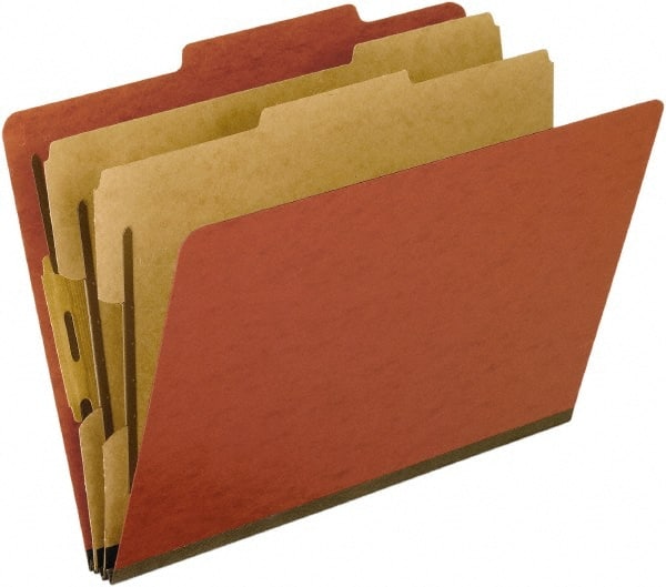 Pendaflex - 8-1/2 x 11", Letter Size, Red, Classification Folders with Top Tab Fastener - 11 Point Stock, 2/5 Tab Cut Location - Exact Tooling
