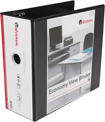 UNIVERSAL - 5" Sheet Capacity, 11 x 8-1/2", View Ring Binder - Vinyl, Black - Exact Tooling