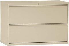 ALERA - 42" Wide x 29" High x 19-1/4" Deep, 2 Drawer Lateral File with Lock - Steel, Putty - Exact Tooling