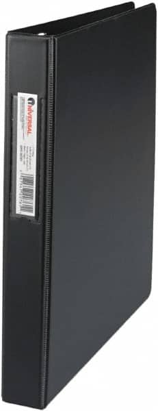UNIVERSAL - 1" Sheet Capacity, 11 x 8-1/2", Non-View Ring Binder - Suede Finish Vinyl, Black - Exact Tooling
