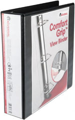 UNIVERSAL - 2" Sheet Capacity, 11 x 8-1/2", View Ring Binder - Heavyweight Paperboard, Suede-Grain Vinyl, Black - Exact Tooling
