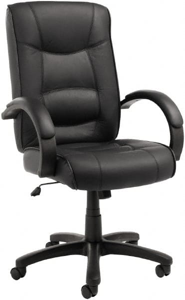 ALERA - 28-1/8" High Office/Managerial/Executive Chair - 21" Wide x 21" Deep, Top-Grain Leather Seat, Black - Exact Tooling