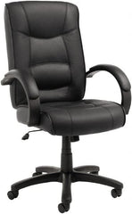 ALERA - 28-1/8" High Office/Managerial/Executive Chair - 21" Wide x 21" Deep, Top-Grain Leather Seat, Black - Exact Tooling