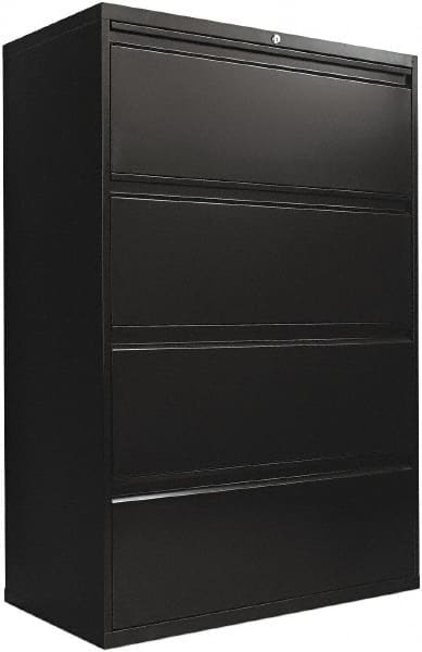 ALERA - 36" Wide x 54" High x 19-1/4" Deep, 4 Drawer Lateral File with Lock - Steel, Black - Exact Tooling