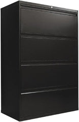 ALERA - 36" Wide x 54" High x 19-1/4" Deep, 4 Drawer Lateral File with Lock - Steel, Black - Exact Tooling