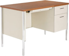ALERA - Woodgrain Laminate/Steel Single Pedestal Desk with Center Drawer - 45" Wide x 24" Deep x 29" High, Cherry/Putty - Exact Tooling