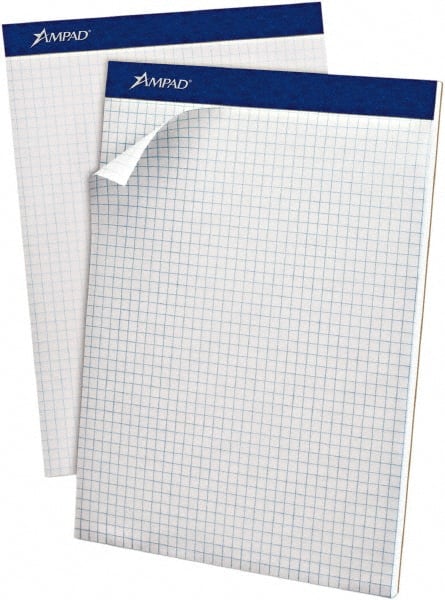AMPAD - 100 Sheet, 8-1/2 x 11-3/4", Quadrille Writing Pad - White - Exact Tooling