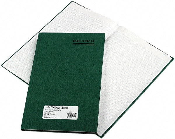 National Brand - 150 Sheet, 12-1/4 x 7-1/4", Record Rule Record/Account Book - Green - Exact Tooling
