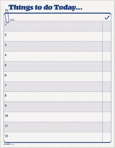 TOPS - 100 Sheet, 8-1/2 x 11", Daily Agenda - White - Exact Tooling