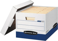 BANKERS BOX - 1 Compartment, 12 Inch Wide x 15 Inch Deep x 10 Inch High, File Storage Box - Corrugated, White and Blue - Exact Tooling